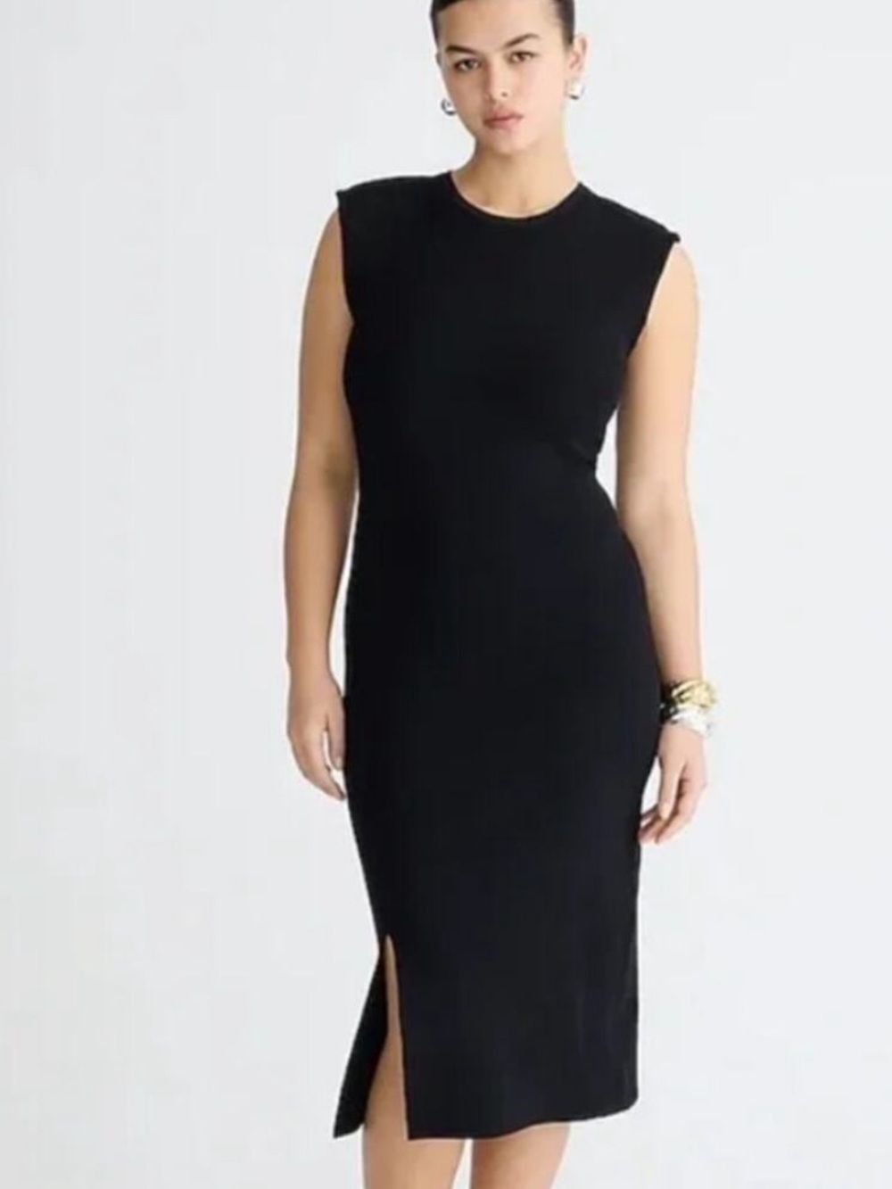 J. Crew Black Sleeveless Midi Sheath Sweater Dress NWT
